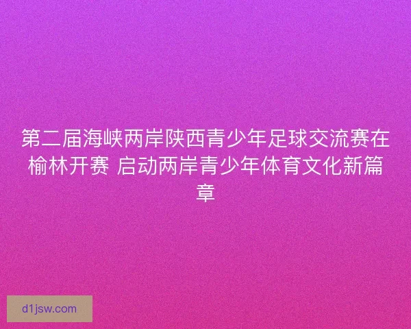 第二届海峡两岸陕西青少年足球交流赛在榆林开赛 启动两岸青少年体育文化新篇章